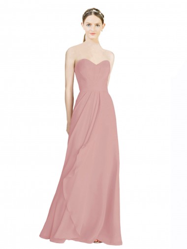Affordable Daped A-Line Chiffon Bridesmaid Dress with Pleated Sweetheart Bodice