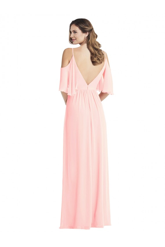 Cold Shoulder Draped Wrap Maxi Bridesmaid Dress