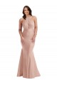 Criss Cross Halter Open Back Silky Satin Mermaid Bridesmaid Dress